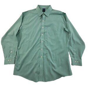 Brooks Brothers Shirt Size 17 1/2 x 34/35 Green Check Spread Collar EUC Non-Iron